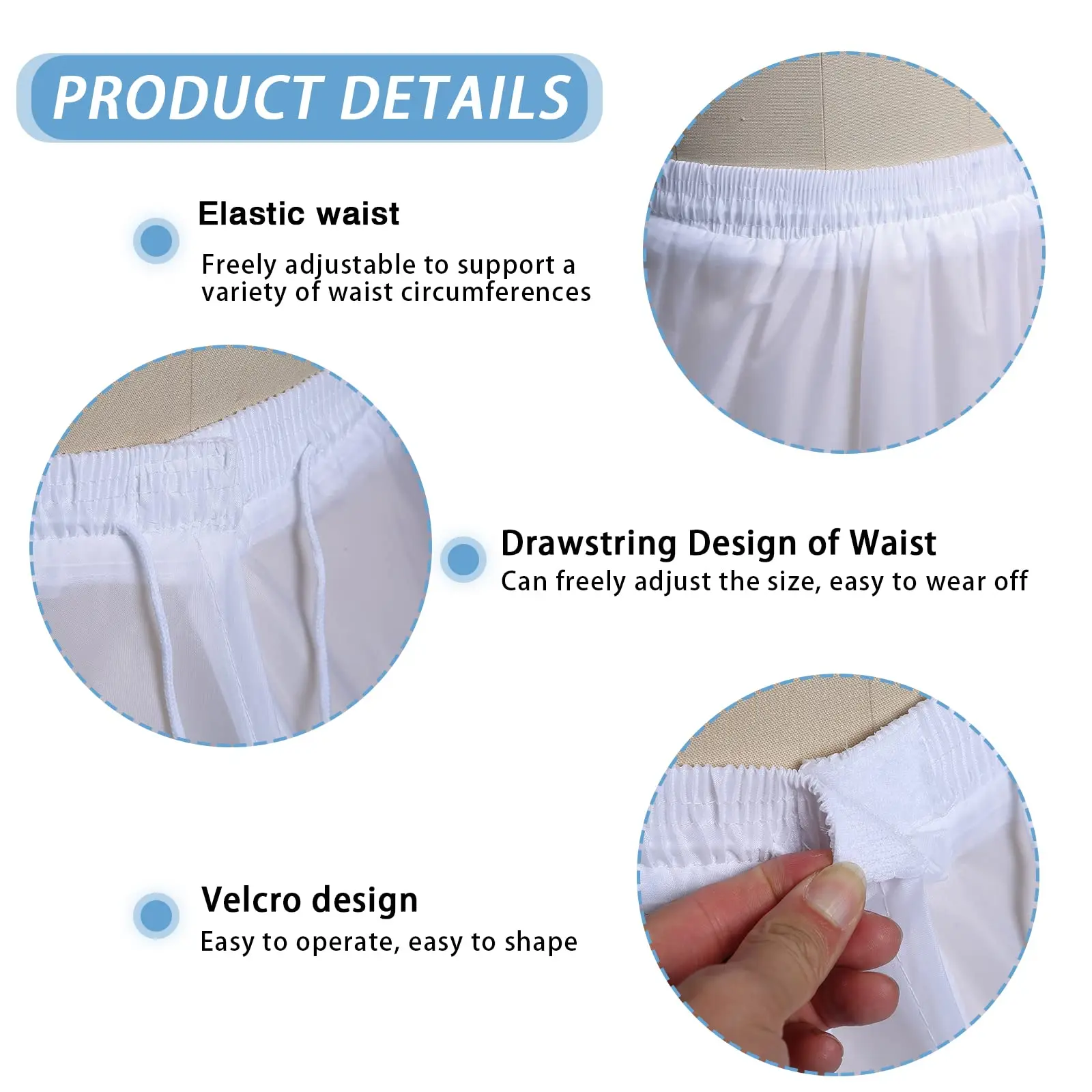 Women Mermaid Petticoat Crinoline 3 Layers Floor Length Underskirt for Wedding Dress
