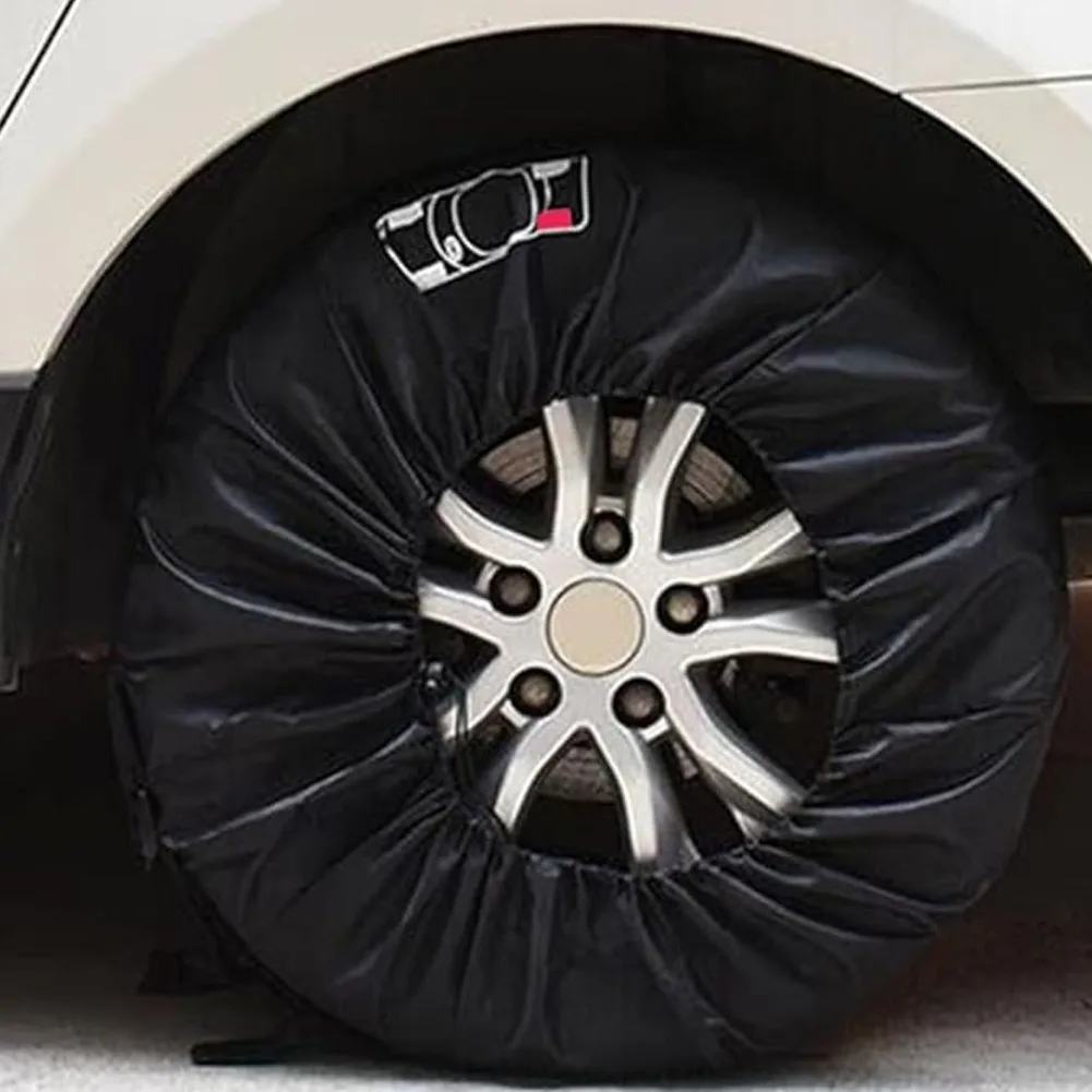 

4 Pcs 420D Oxford Car Wheel Cover Spare Tire Cover Sun Protection Waterproof Dustproof Auto Tyre Protector Acesssories