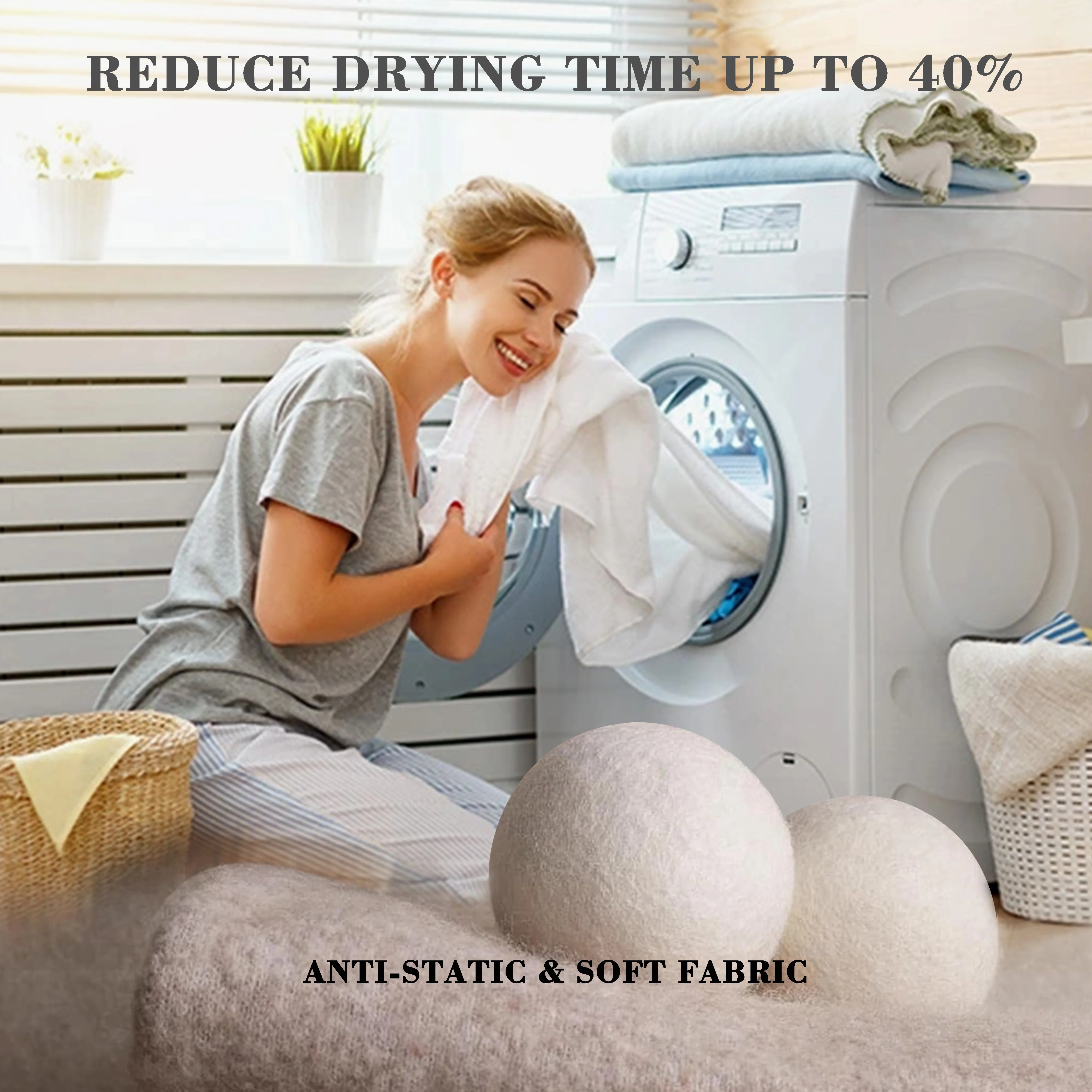 Honey Bee Wool Dryer Balls, (7 cm/2.7 in) Dryer Balls, Reusable Premium Natural Fabric Softener