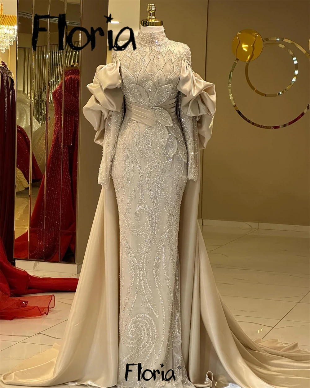 Floria Muslim khaki Evening Dress Plus Size Customized Women Wedding Party  Gowns Engagement Prom Dress Long Celebrity Dresses - AliExpress 320
