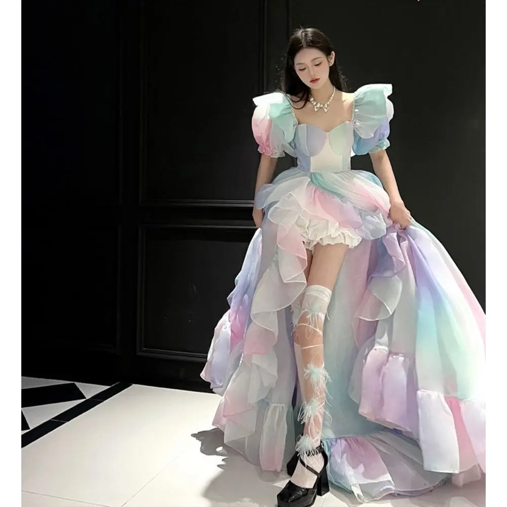 

Платье принцессы, женское длинное платье, юбка эльфа в лесном стиле, необычная уличная юбка с асимметричным подолом, уникальный и уникальный узор, бегущий