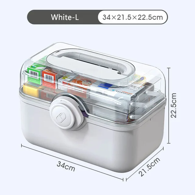 Aid Kit Storage Box Folding 3 Tiers Plastic High Capacity Family Emergency Kit Box Organizer with Handle Portable Medicine Chest 