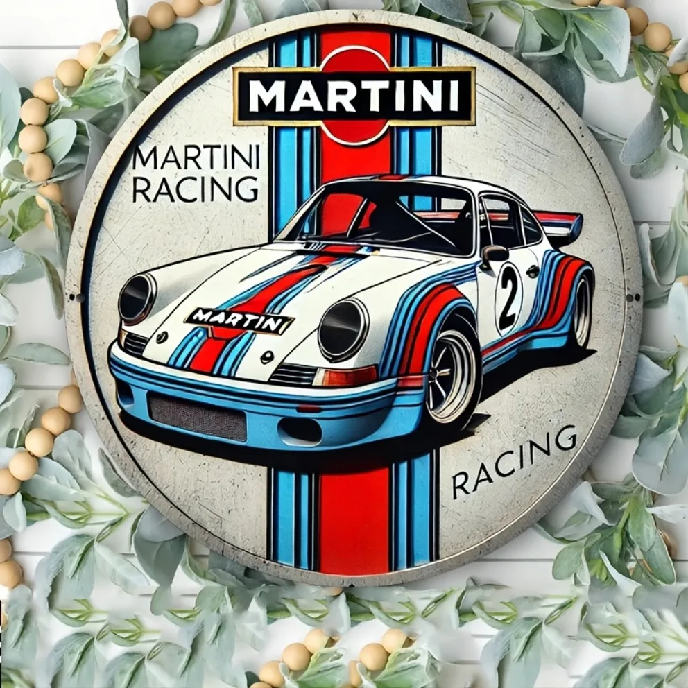 Martini Racing Metal Sign - Stylish Foil Engraved Wall Art for Home Decor Enthusiasts