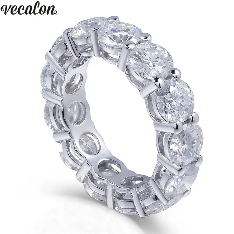 

Vecalon 925 Sterling Silver Eternity ring 6mm 5A Zircon Sona Cz Engagement wedding Band rings for women Bridal Finger Jewelry