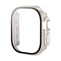 Premium Tempered Glass Case with Screen Protector for Apple Watch Ultra - Durable Protective Cover (Starlight)