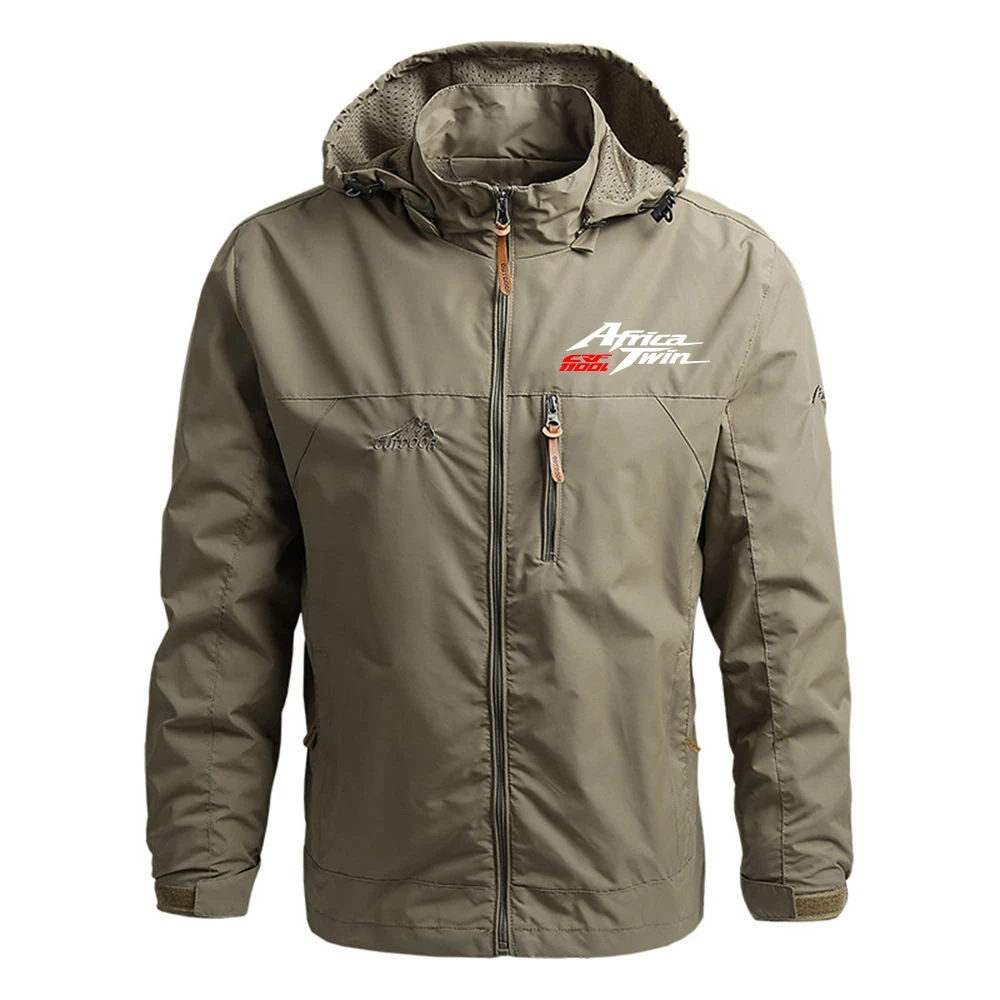 Africa Twin Crf 1000 L Crf1000 New Men Spring Autumn Solid Color Thin Casual Hooded Fashion Zipper Simplicity Trench Coat