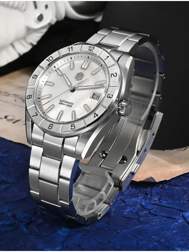 San Martin 42mm NH35 Watch For Men Timepieces Malachite Gemstone Dial Sapphire BGW-X1 Lume 10Bar Swim reloj hombre Lujo SN0130B