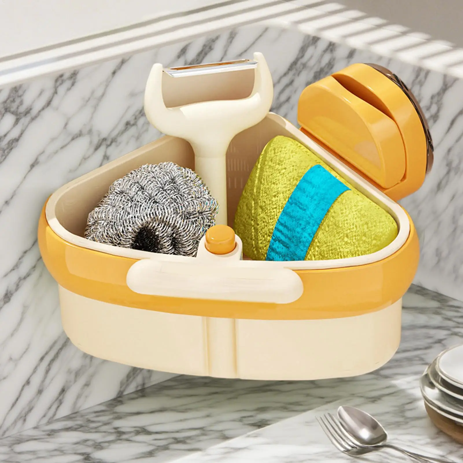 Household Suction Cup Sink Drain Basket Fruit Washing Filter Basket Kitchen Triangular Sink Strainer For Restaurant Food Waste