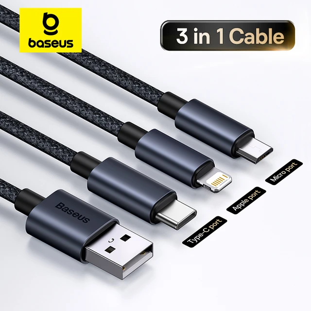 Cables USB CABLING ® chargeur multiple câble de données multi-ports usb  câble de charge rapide 3 a pour câble de charge 3 a lightning micro usb  type c noir