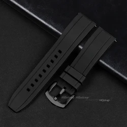 Deluxe Silicone Quick Release Watch Strap - Universal Replacement Watchband - 20mm (Black - black)