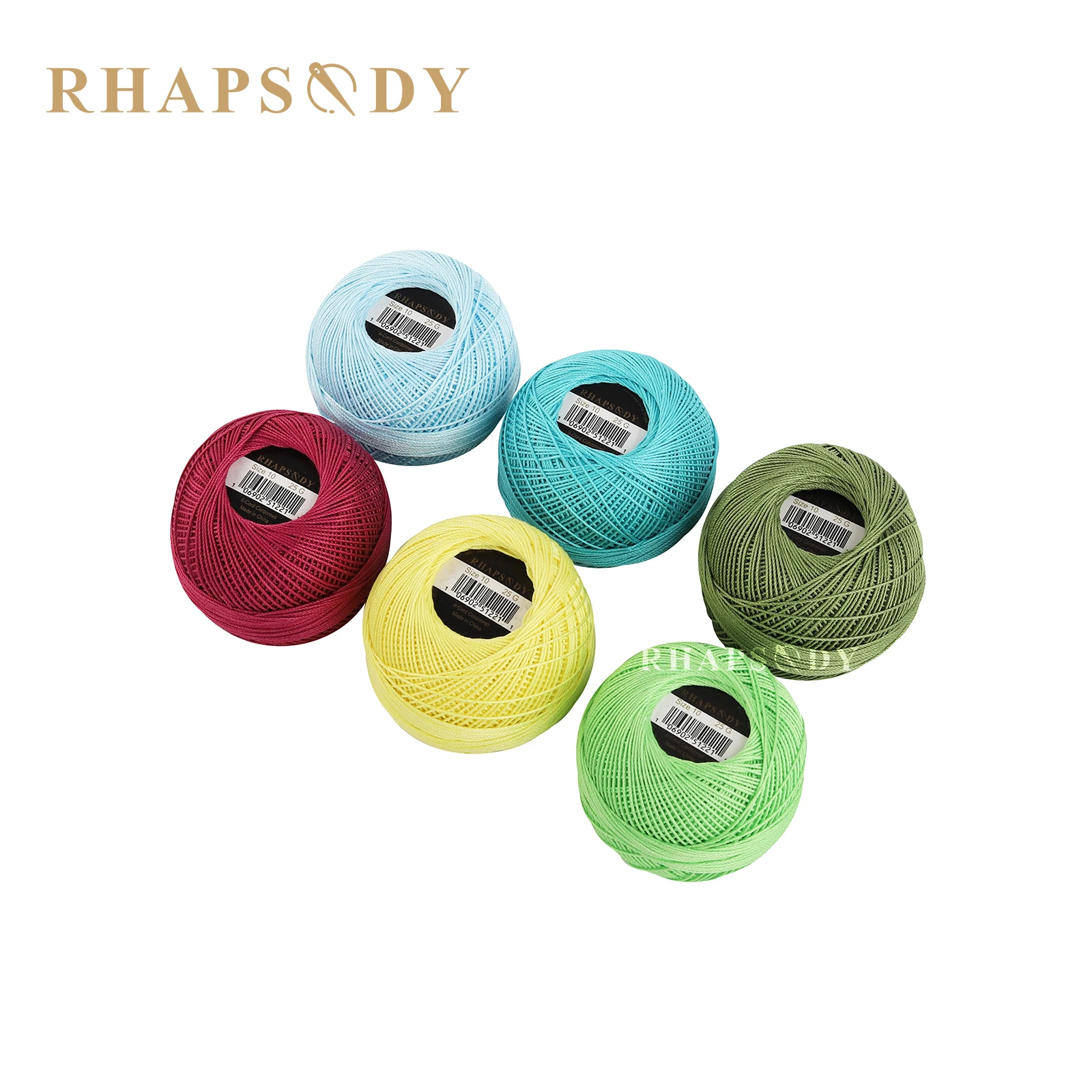 Crochet yarn Rhapsody Size 10 Cotton Crochet Thread Assorted Colors Knitting Egyptian Cotton Multicolor Variegated 18 Colors Available