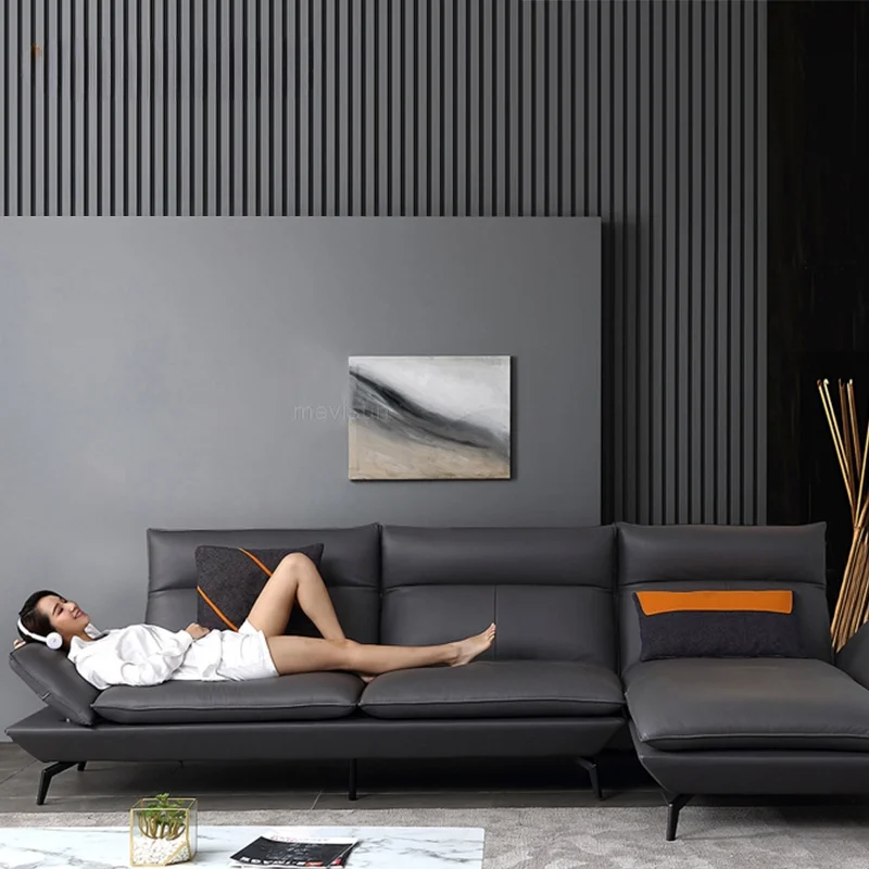 

Luxury Modern Minimalist Master Design Corner Couch Real Leather Sofa Set For Living Room Furniture Down Sponge Couch Furniture