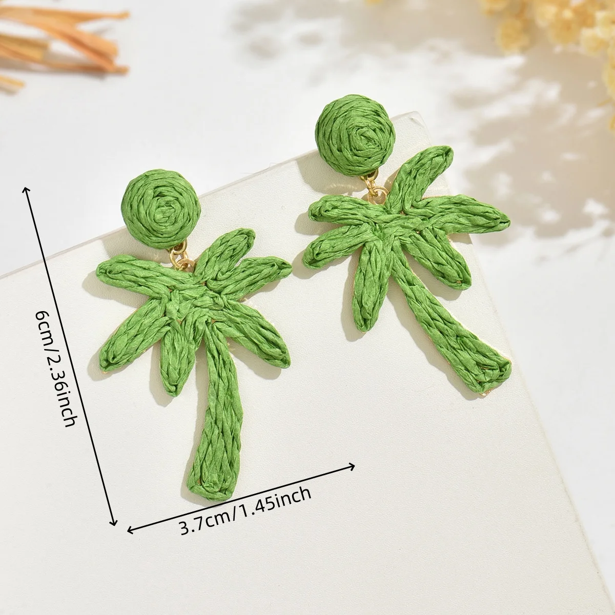 Bohemia Fashion Handmade Raffia Tree Drop Earrings for Women Summer Beach Plant Rattan Knit Hanging Earrings Party Jewelry Gift