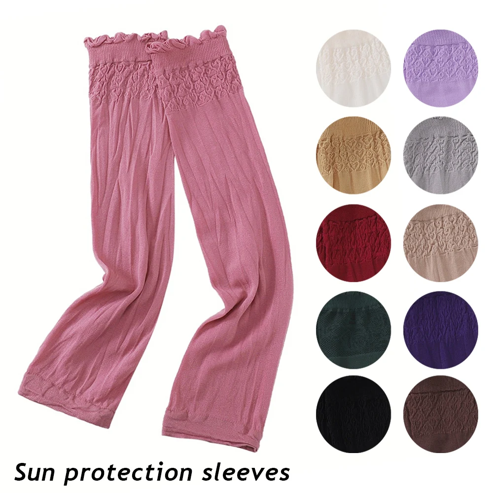 

Solid Color Stretchy Arm Warmers Women Oversleeves Summer Sun Uv Protection Long Arm Cover Cycling Arm Sleeves Breathable
