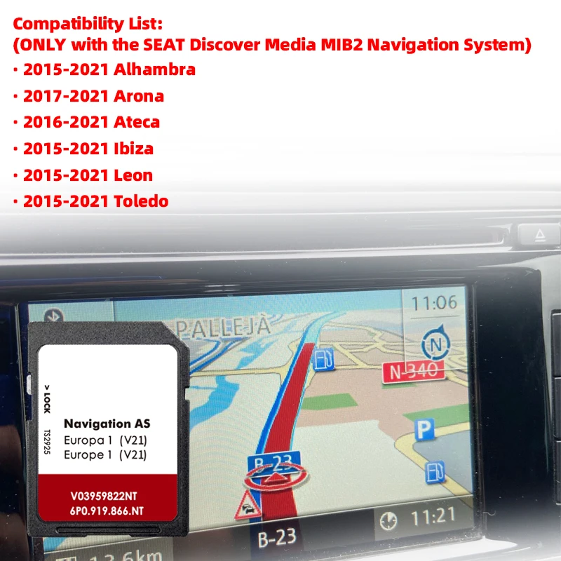 GPS map navigation SD cards AS V21 MIB2 for Seat Leon Ateca Ibiza Toledo Alhambra