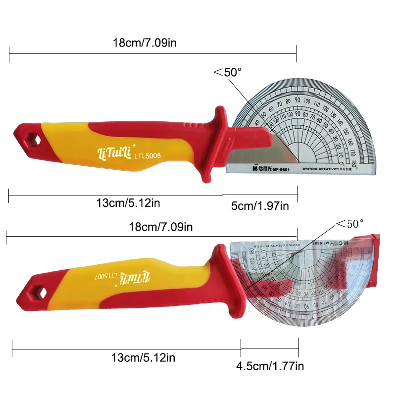 LiTuiLi Elektrikermesser, isolierte Kabelabisolierklemmen, gerader, gebogener Haken, feste Klinge, Abisolierzange, Peeling-Handwerkzeug – Detail 4