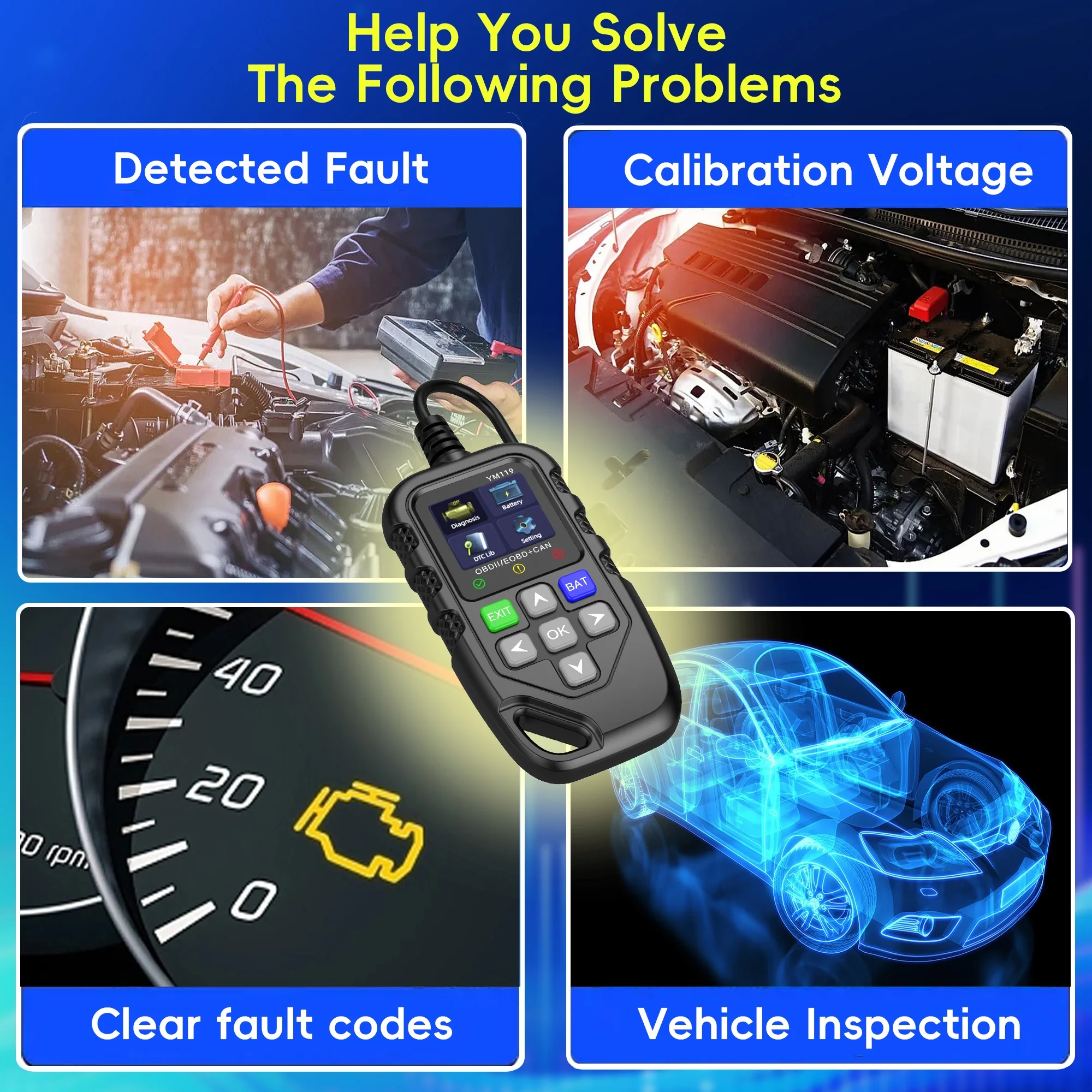 Professional OBD2 Scanner Diagnostic Tool Car Engine Fault Detector Car Clear Fault Code Tool 5