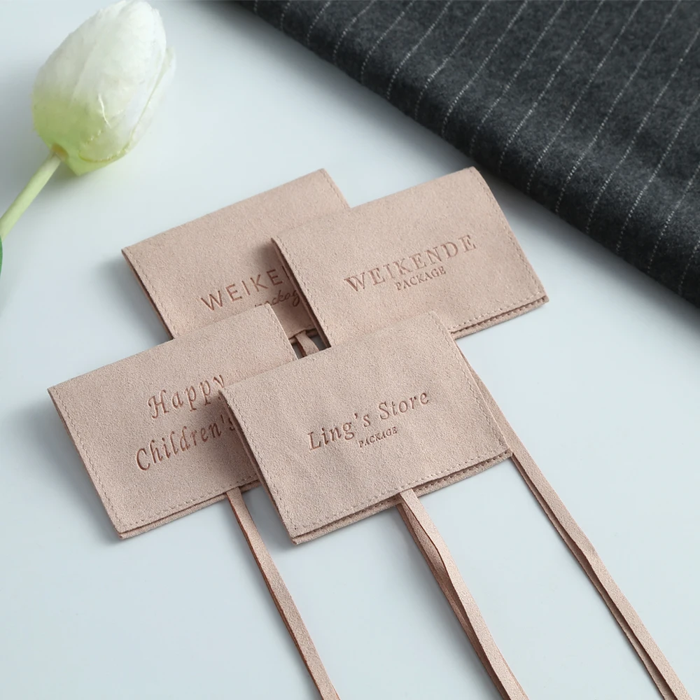 Personalise Logo Printed Velvet Jewelry Bag Luxury Envelope Flap Micro Fiber Suede Microfiber Envelope Packaging Gift Candy Bags