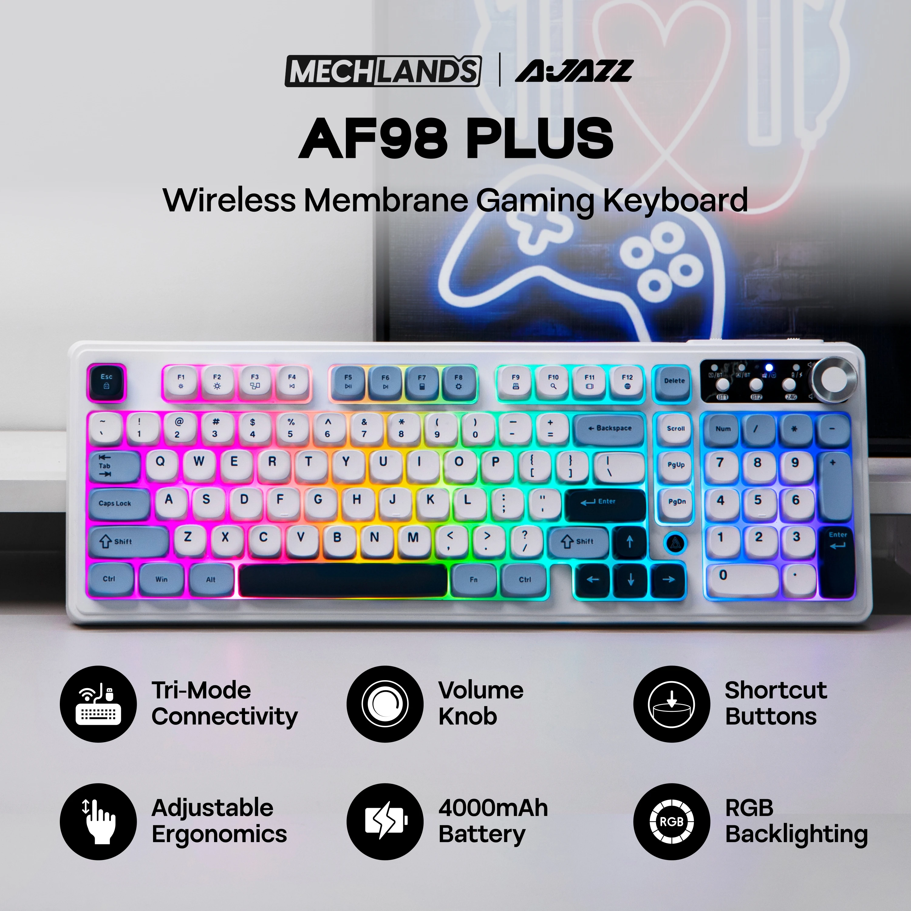 AJAZZ AF98 PLUS 97 Compact Layout Wired/BT5.0/2.4GHz Wireless