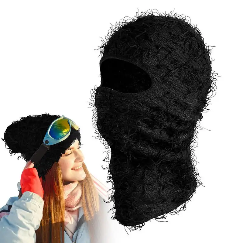 

Ski Facial Cover Fuzzy Full Face Beanie Hat Winter Windproof Beanie Neck Warmer For Skiing Running Skating Biking Hiking