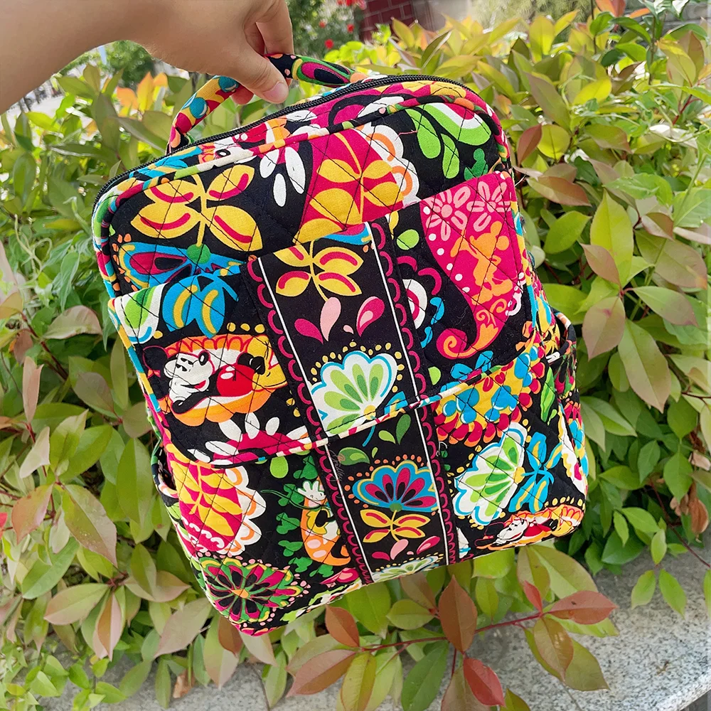 VB limited edition floral double shoulder backpack, pure cotton backpack, travel backpack 5