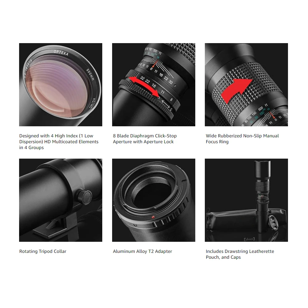 fightセット Nikon D5000 Lenses Ultimaxx 500mm F/8 Telephoto Lens Kit For