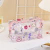 Women Girls Cute Transparent Clear PVC Watermelon Strawberry Fruits Lips Full Printed Summer Cosmetic Makeup Bag Cosmetic Zipper 3