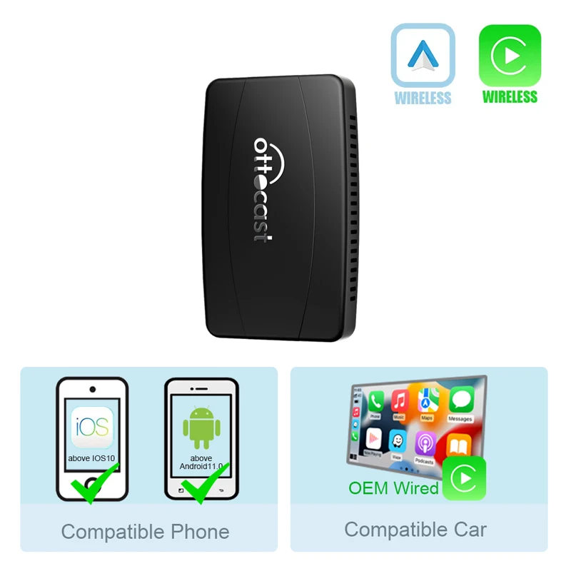 Adaptador de CarPlay inalámbrico 2 en 1 para coche, dispositivo con Android  Auto U2-X Pro, compatible con sistema Android 11 y superior, OEM, con  cable, Apple - AliExpress