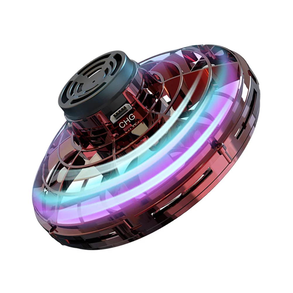 

1 Set Hand Operated Flying UFO Flying Flying Gyro Model with USB for Indoor Outdoor- Red