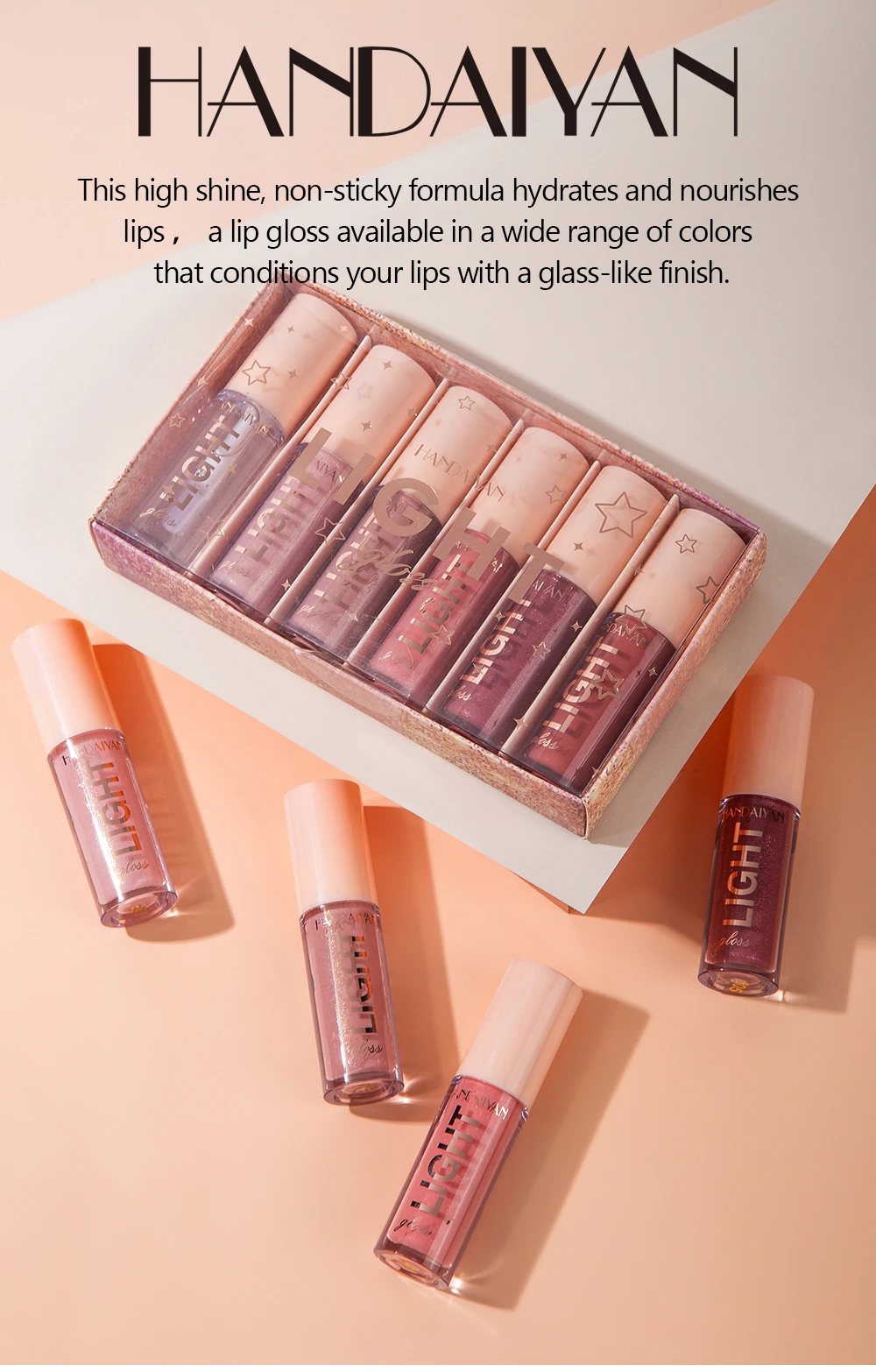 Lip Gloss Set - 6 PCS Long-Lasting Liquid Lip Stains with Mirror