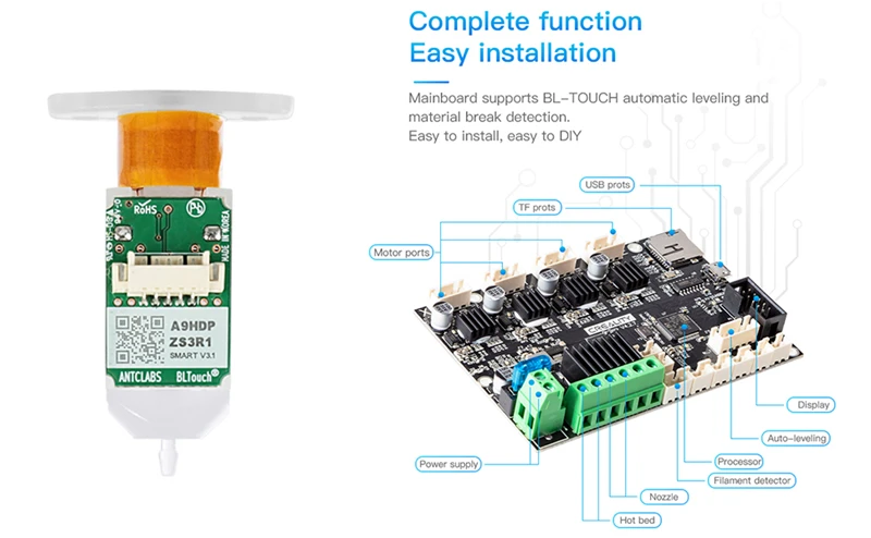 Creality V4.2.7 Upgrade Silent Board Motherboard TMC2225 Driver Marlin 2.0.1 32bits Mute Mainboard for Ender 3 Series 3D Printer head printer