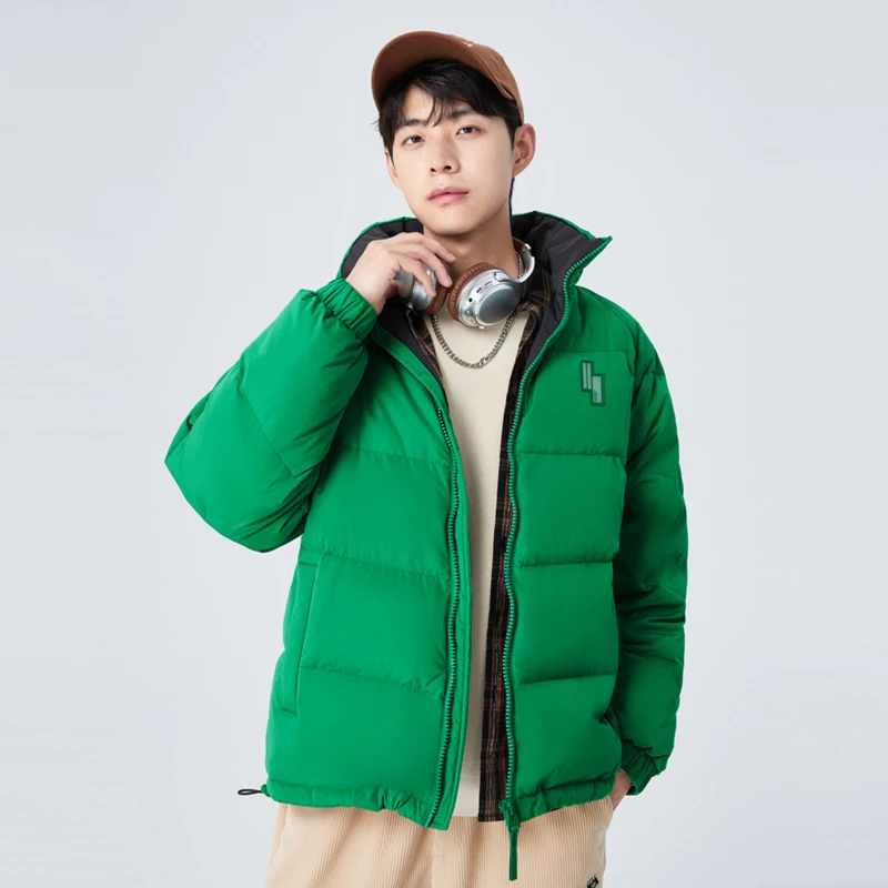 Semir Down Jacket Men Winter Simple Solid Color Exquisite Warm Comfortable Cotton Soft Casual Loose Stand-Up Collar Jacket