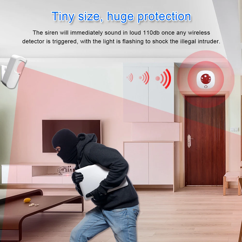 Siren Alarm Indoor Wireless Alarm Siren for GSM Alarm System 110dB WiFi Tuya Sound Light Flash Strobe High Decibel Loudspeaker