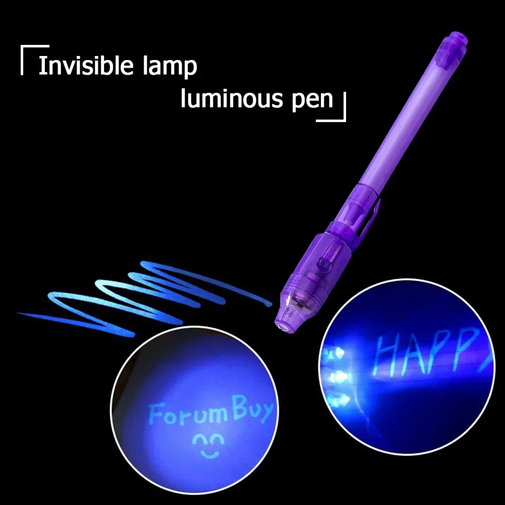 10-1PC Invisible Ink Pen Luminous Light Pen Secret Message Magic UV Light Learning Education Toys Students Party Favors