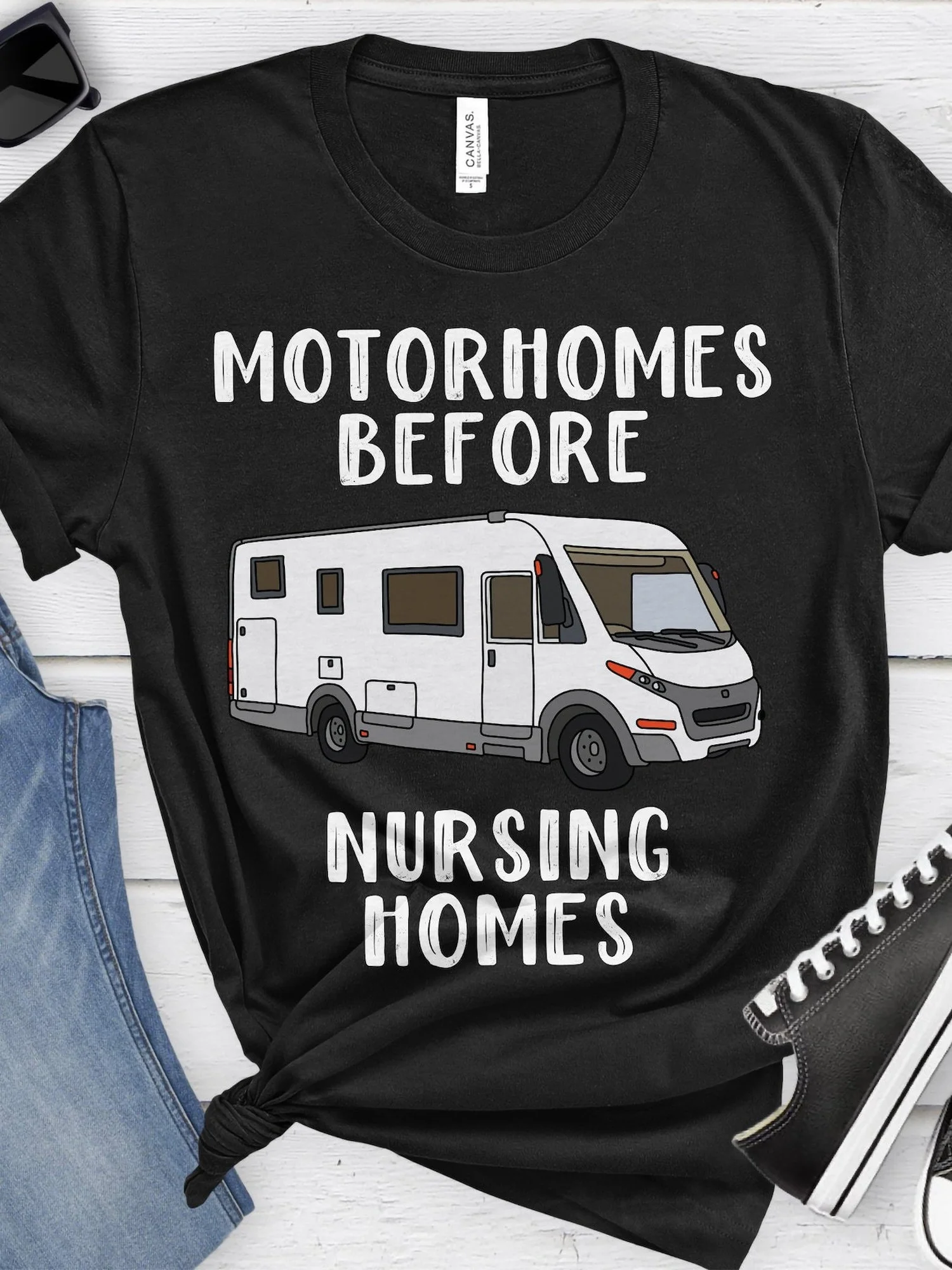 Men RV Camper Graphic T Shirt Retirement Theme Short Sleeve Casual Tee Gift For Grandpa Grandma Senior Daily Outdoor Wear