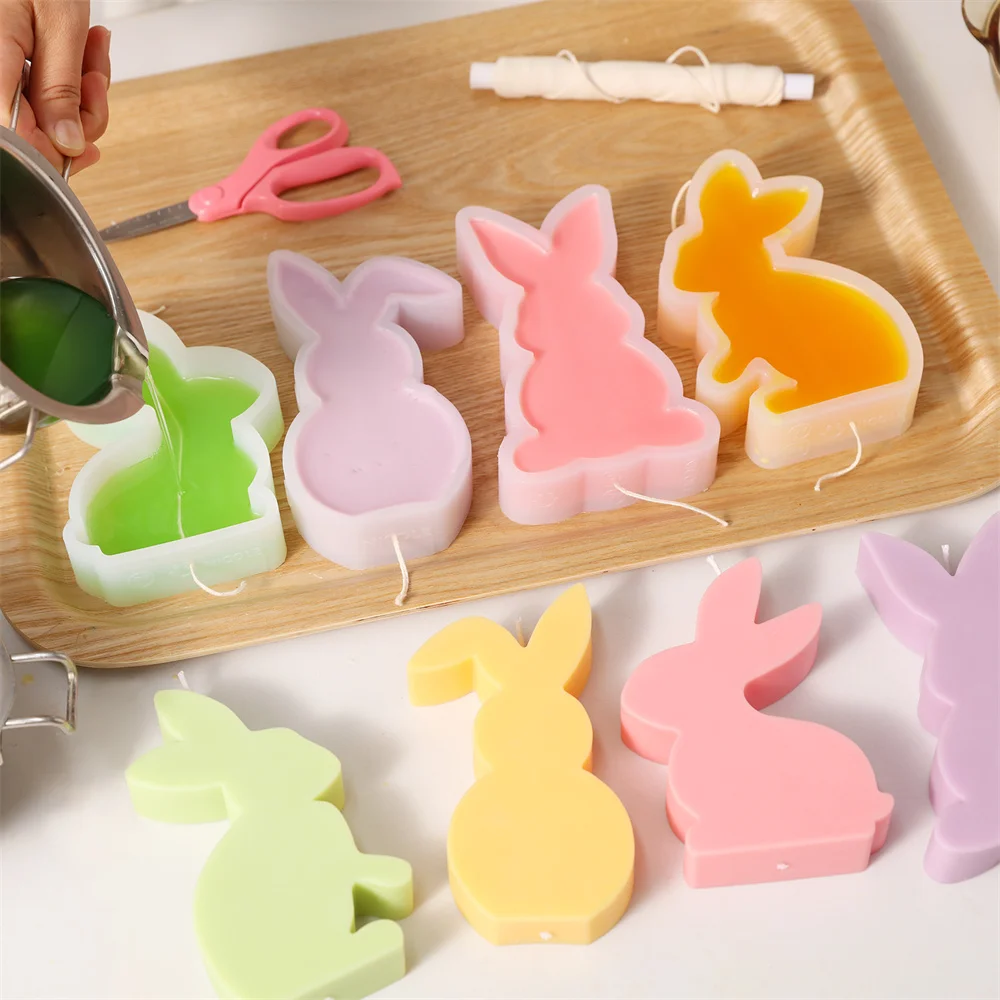 

Boowan Nicole Bunny Silicone Candle Mold Handmade Rabbit Soap Candle Cake Mould Easter Home Decor