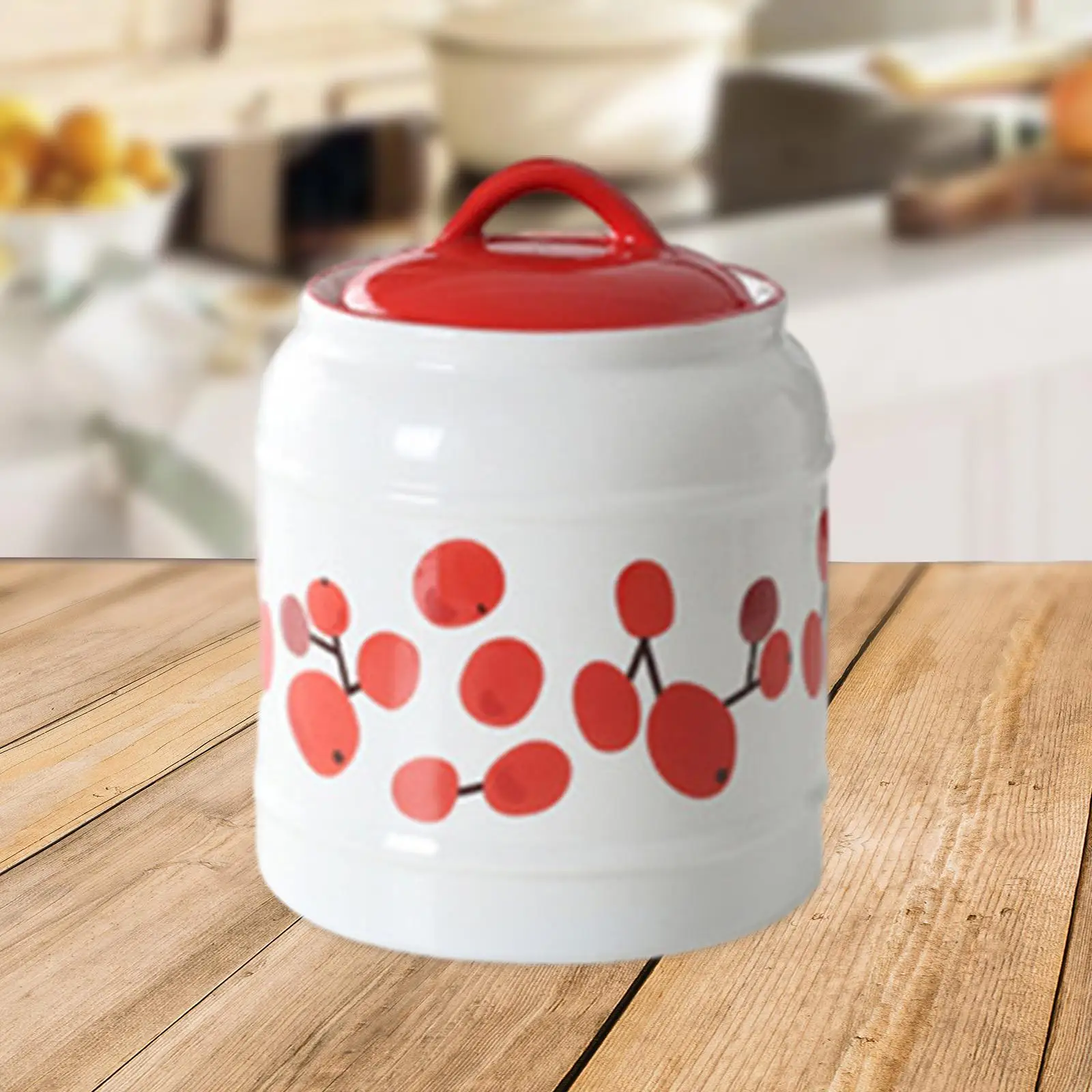 1.5L Pantry Kitchen Canisters with Airtight Lid Ceramic Food Jar Porcelain Tea Canister for Snack Rice Spice Cereal Pet Treat