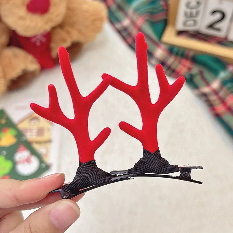 Minimalist antler hair clip - red