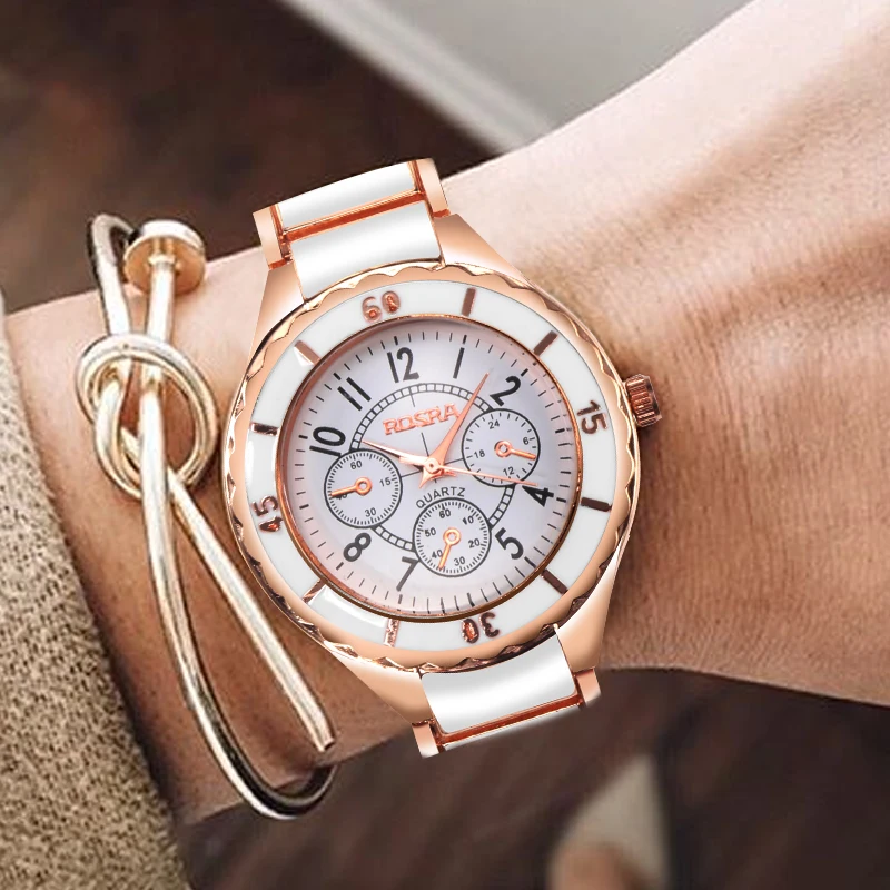 Rose Gold White Watch Women Watch Classic Steel Ceramic Ladies Wristwatch Clock Reloj Mujer Montre Female Relogio Feminino Saati 3