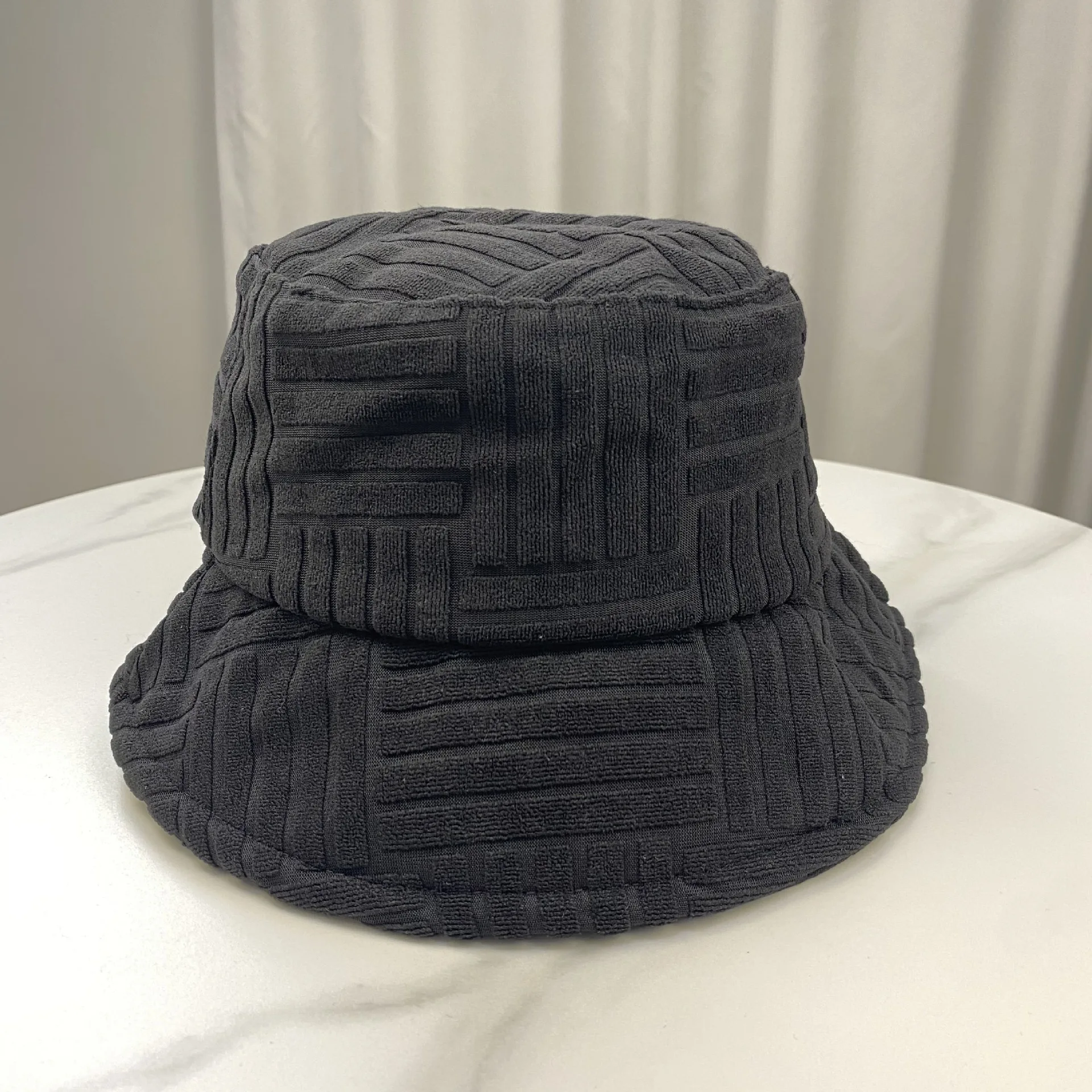 2025 New Women Men Towel Bucket Hat Casual Stripe Monochrome Sunscreen Hat Panama Cap