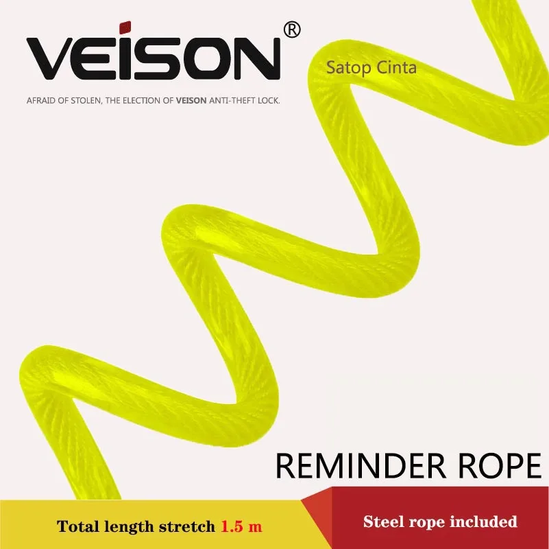 150cm Motorcycle Bike Alarm Disc Lock Reminder Colorful Ropes Antitheft Security Spring Cable Motorbike Disc Lock Reminder Cable lock disc brake alarm accessories