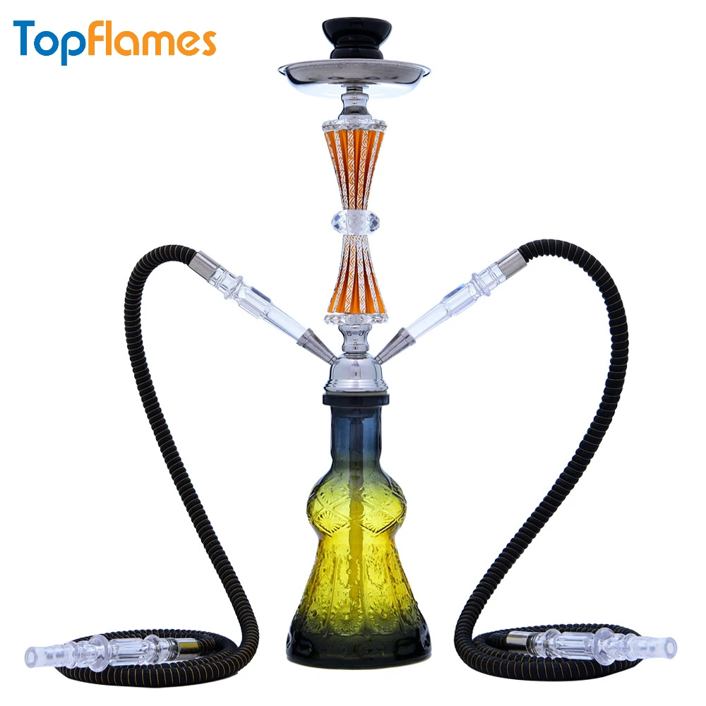 

Double Barreled Arabic Complete Set of Hookah Transparent Glass Pipe Smoking Set Multi Functional Party Smoking Accessories
