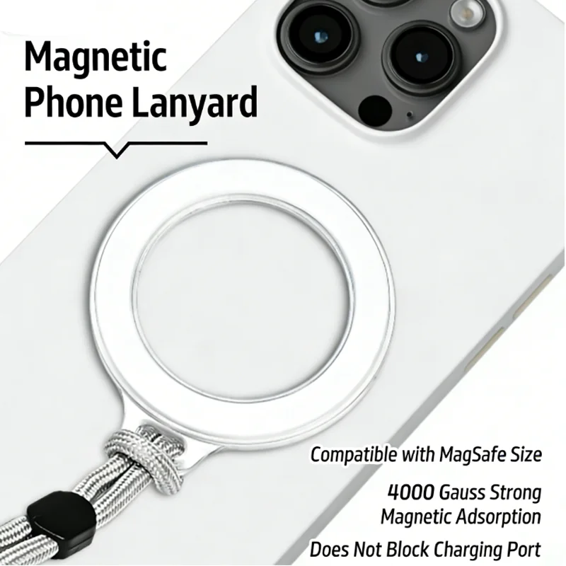 Versatile Magnetic Phone Holder with Lanyard and Finger Ring Stand