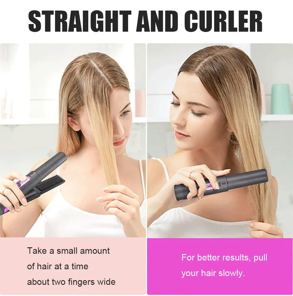 new Mini Professional 2 in 1 Portable Hair Curler Hair Straightener Flat Iron Hairs Straightening Corrugated Iron Styling Tools