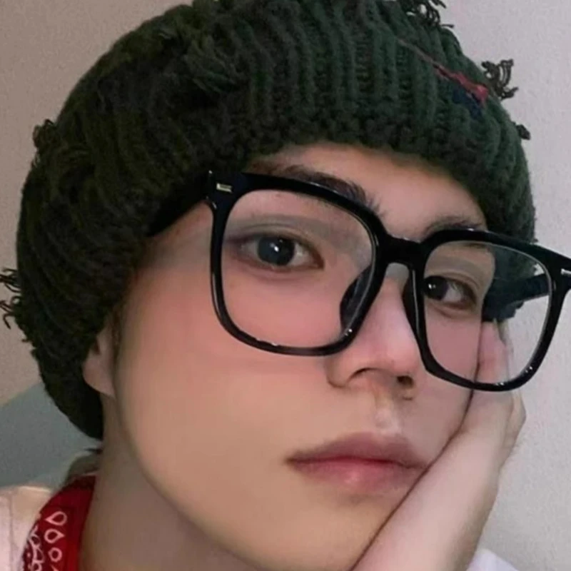 New Simple Large Frame Anti Blue Light Glasses Unisex Classic Square Black Clear Eyeglasses Computer Goggles Anti-UV Sunglasses