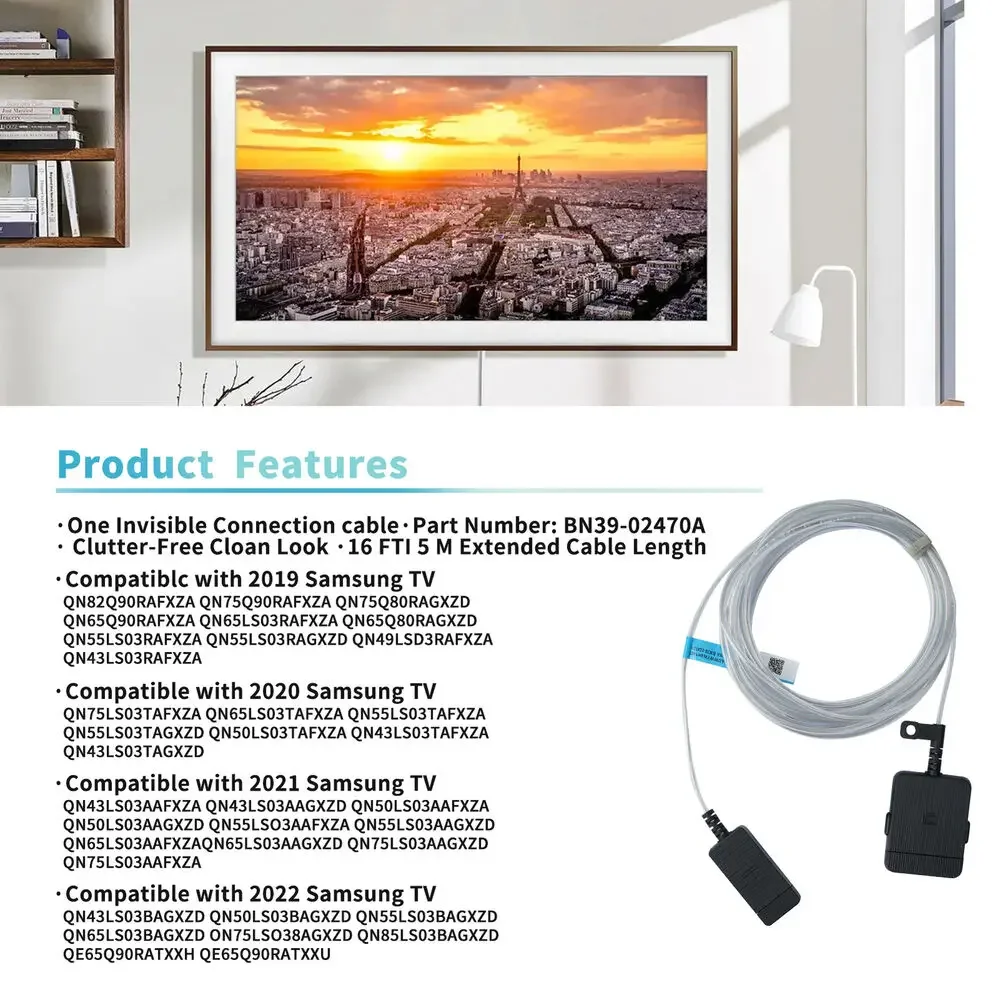 One Connect Cable Compatible with Samsung BN39-02470A For THE FRAME (QLED) 4K Smart TV For QN55LS03RAF QN65LS03TAF
