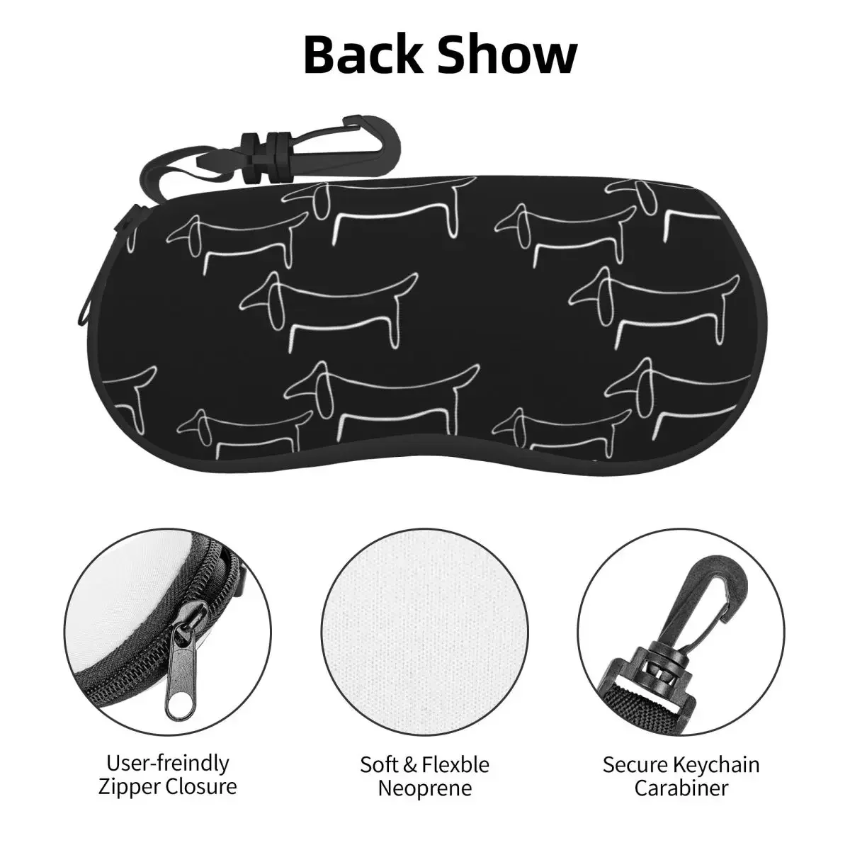 Picasso Wiener Dog Dachshund Sunglasses Case Neoprene Zipper Sausage Badger Dog Shell Eyeglass Case Protective Box For Glasses
