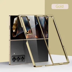 Sleek Transparent Electroplated Protective Case for Z Fold SE (Gold)