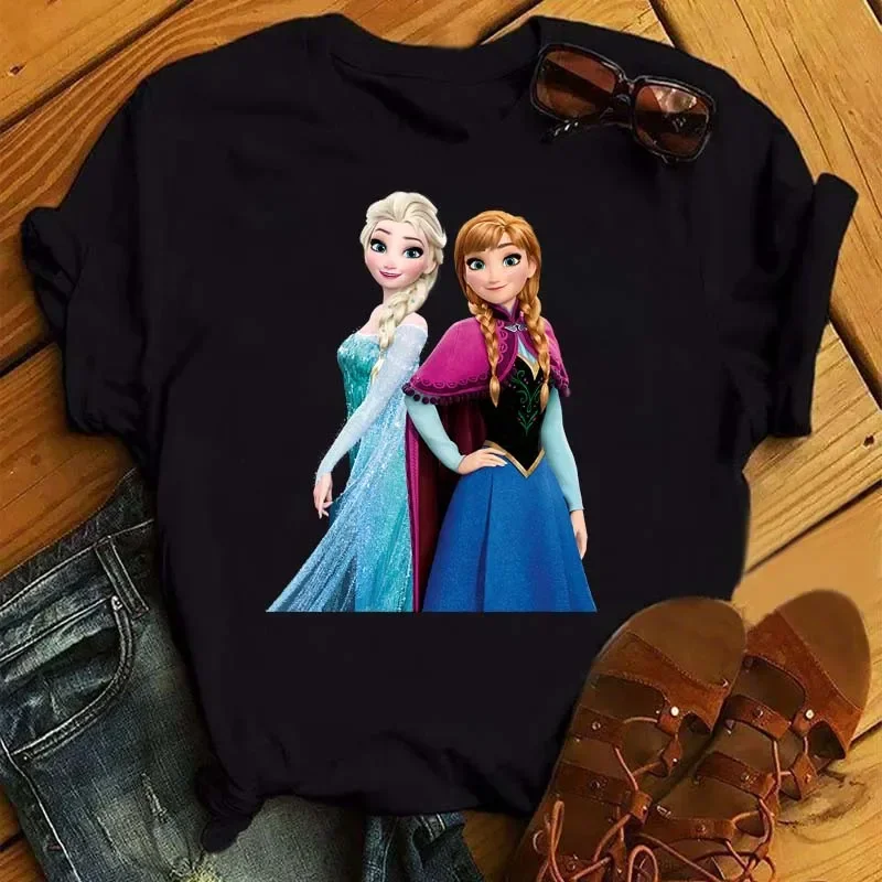 Fashion Design Frozen Elsa Princess Funny Cartoon Anna Princess Pattern T-shirts Harajuku Summer Streetwear Casual Short Sleeved 4