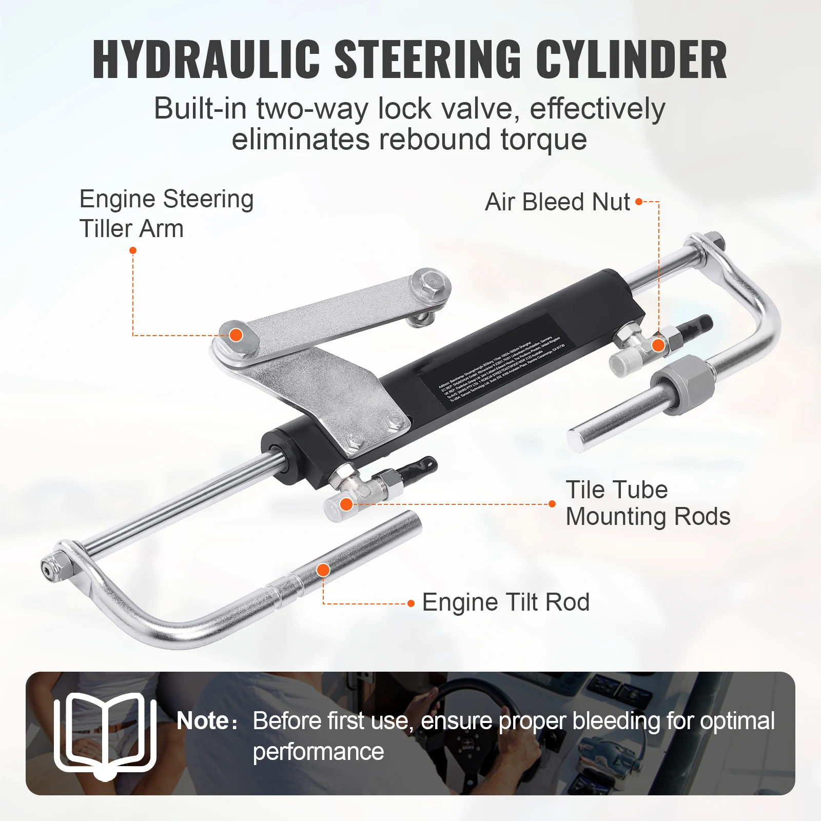 SucceBuy Hydraulic Outboard Steering Kit 90HP Marine Boat Hydraulic Steering System for Single Station Single-Engine Boats Use